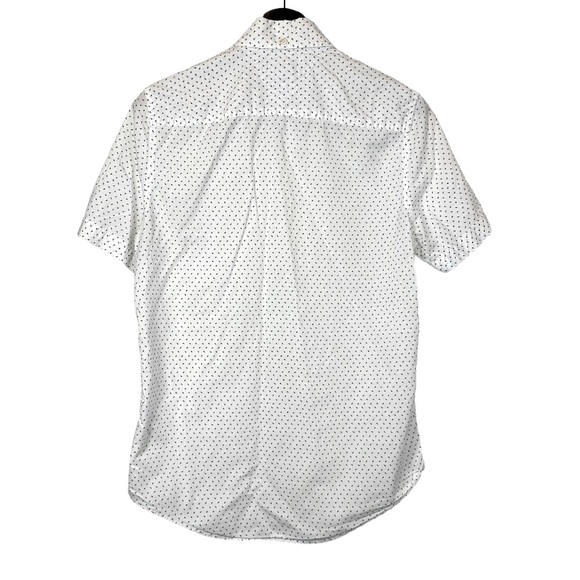 Tommy Hilfiger White Short Sleeve Button Down Shirt With Pattern - Picture 2 of 4